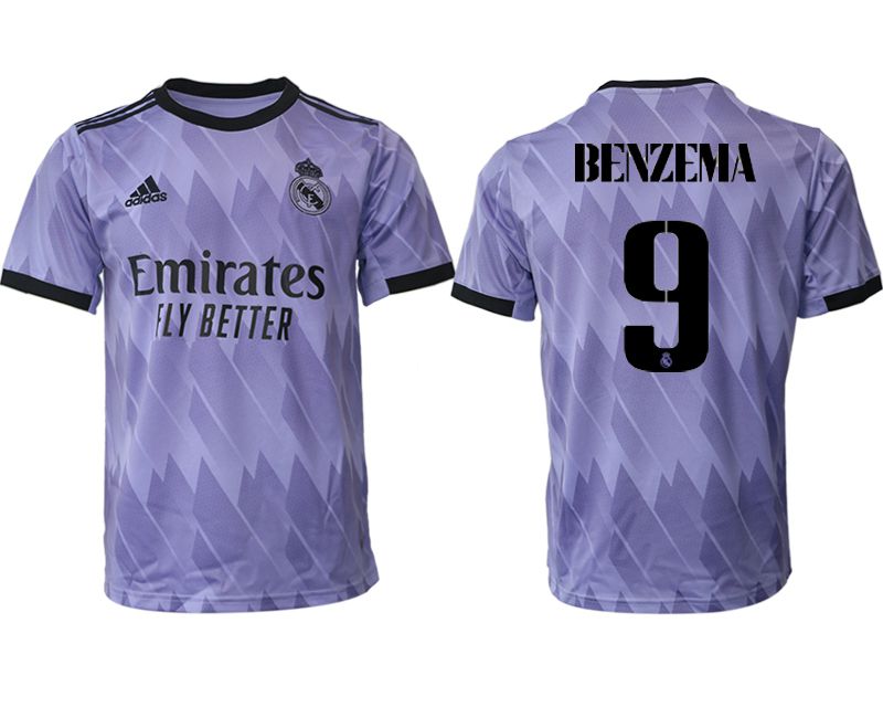 Men 2022-2023 Club Real Madrid away aaa version purple #9 Soccer Jersey